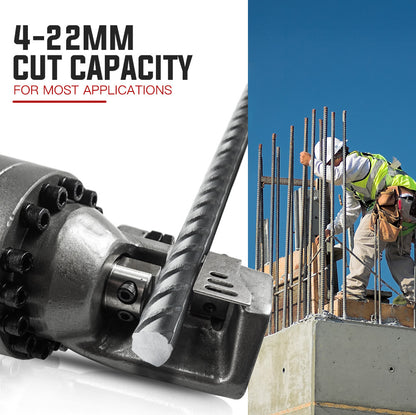 Hydraulic Rebar Cutter 22mm, 950W Motor, 12.5kg, 20 Tonne Force, 3.5s Cycle