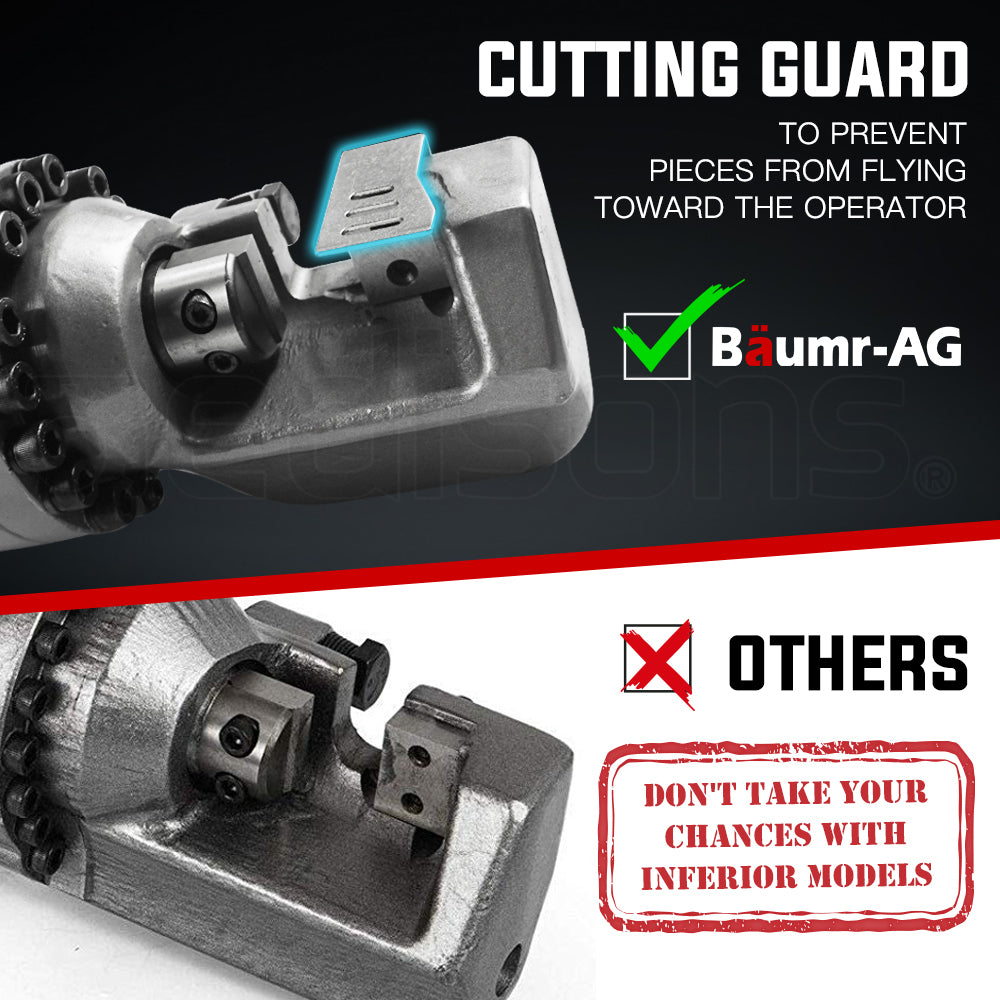 Hydraulic Rebar Cutter 22mm, 950W Motor, 12.5kg, 20 Tonne Force, 3.5s Cycle