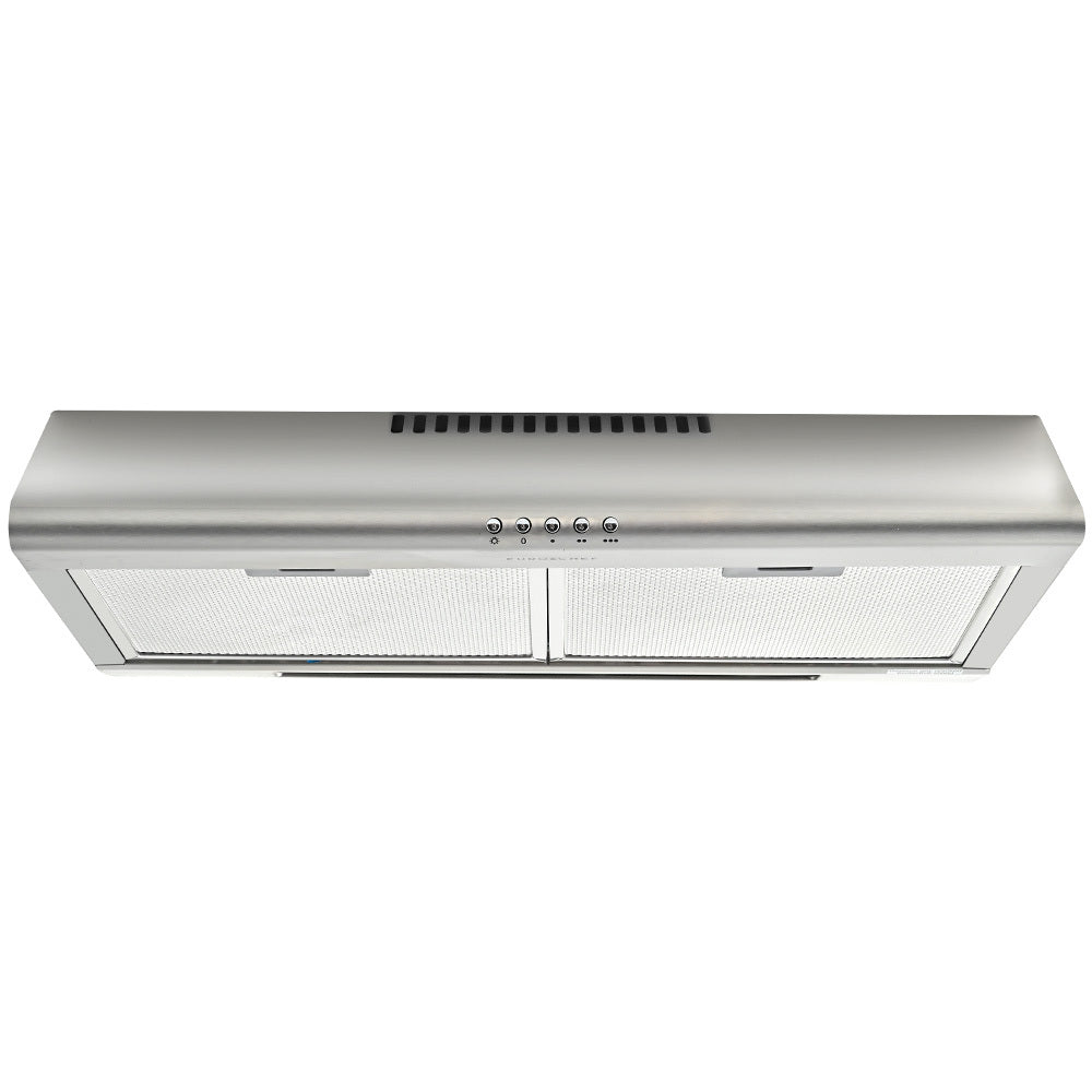 60cm Stainless Steel Rangehood with Quiet 3-Speed, Washable Filters & Lights
