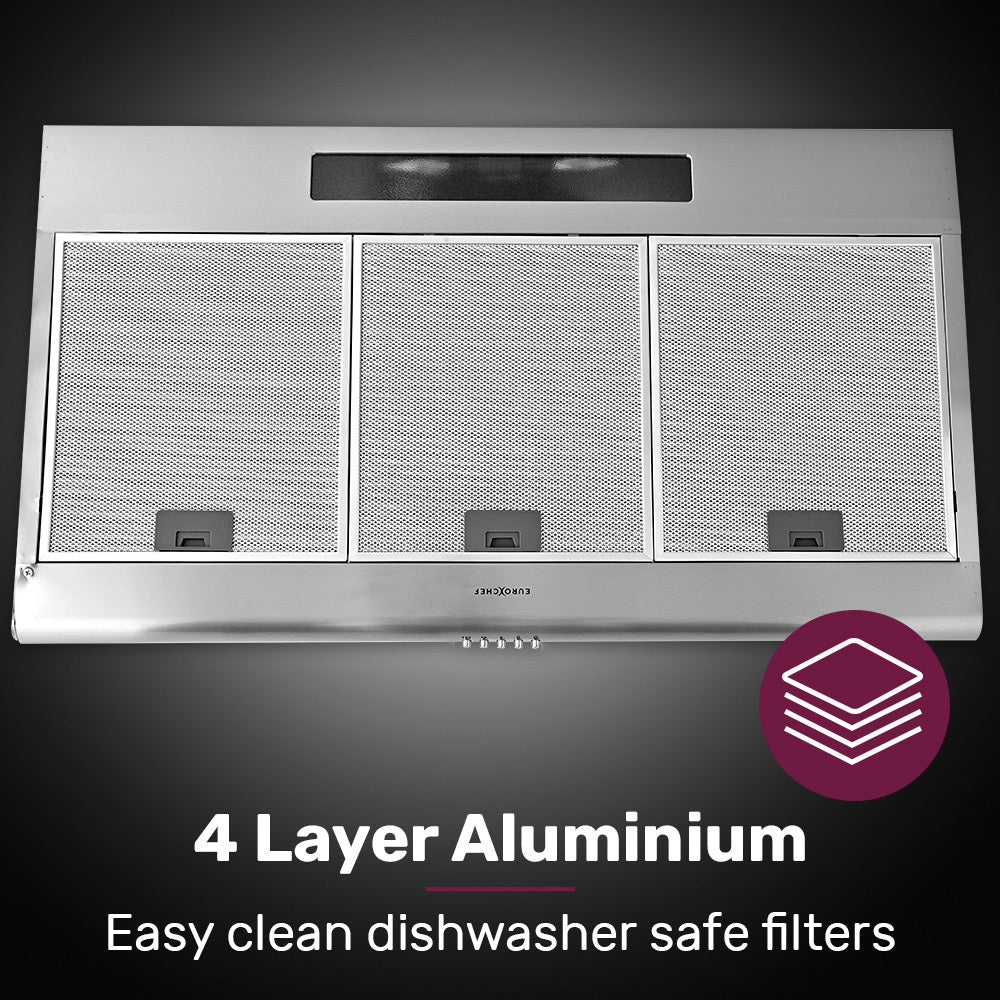90cm Stainless Steel Rangehood with 3-Speed, Quiet Operation, Washable Filters