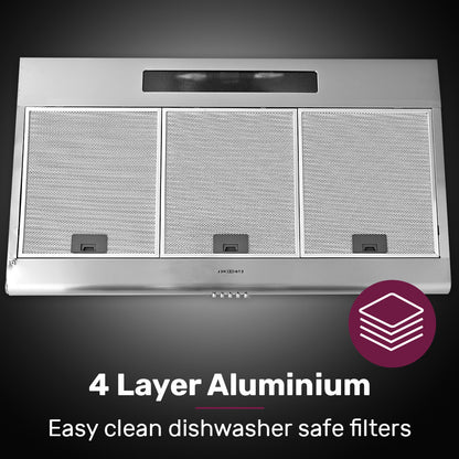 90cm Stainless Steel Rangehood with 3-Speed, Quiet Operation, Washable Filters