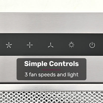 60cm Undermount Rangehood, Quiet 3-Speed, LED, Washable Filter, 500m³/h Capacity