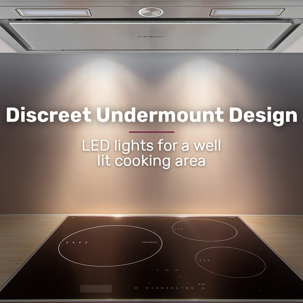 60cm Stainless Steel Undermount Rangehood with Quiet 3-Speed & LED Lighting