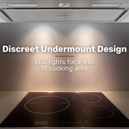 60cm Stainless Steel Undermount Rangehood with Quiet 3-Speed & LED Lighting