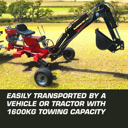 9HP Petrol Backhoe Excavator - 4-Stroke Hydraulic, 2.13m Digging Depth