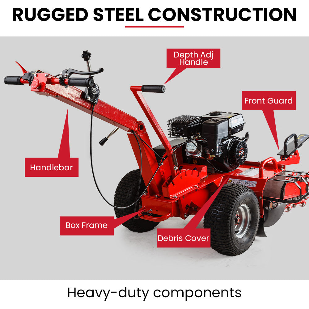 8HP Trench Digger with Carbide Claws, 600mm Depth, Adjustable Controls