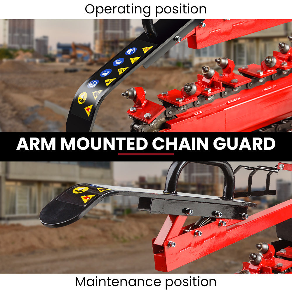 8HP Trench Digger with Carbide Claws, 600mm Depth, Adjustable Controls