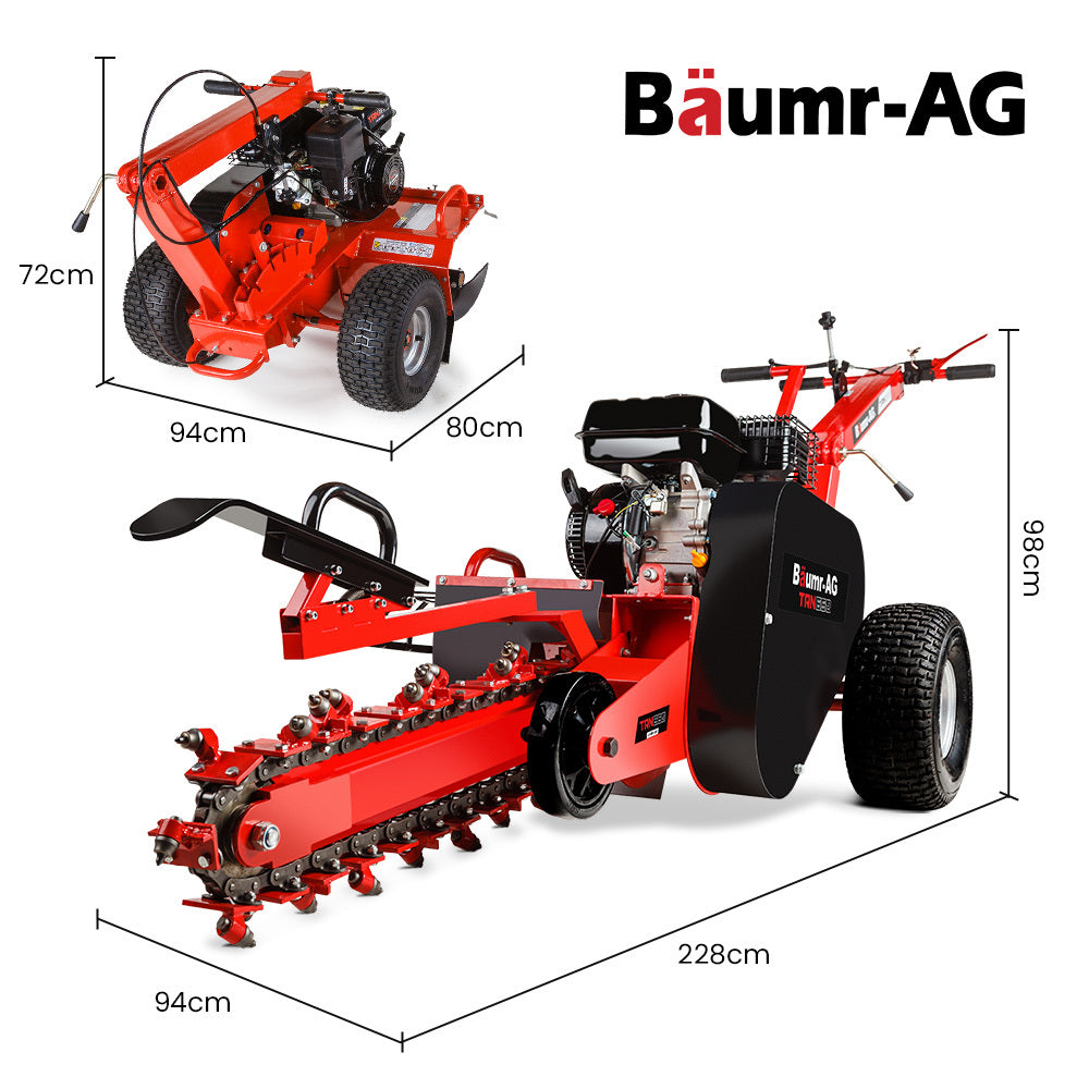 8HP Trench Digger with Carbide Claws, 600mm Depth, Adjustable Controls