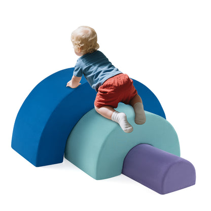 Rainbow Arc Climber Playset Foam Climbing Blocks with Washable Covers-Blue
