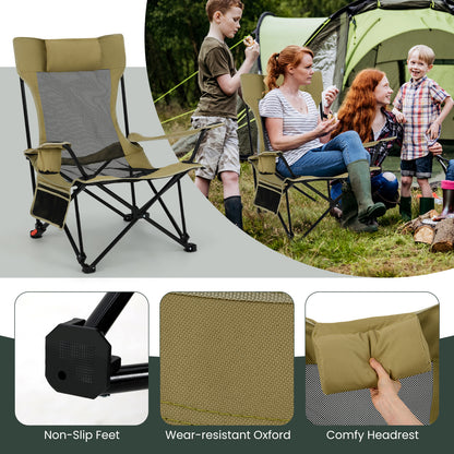 Camping Lounge Chair with Detachable Footrest and Adjustable Backrest-Beige
