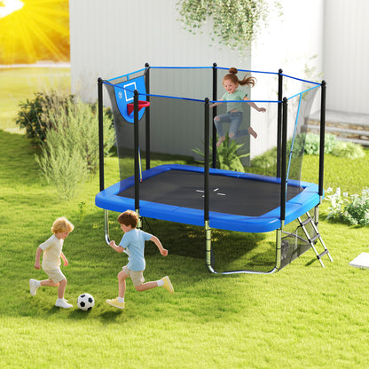 Rectangle Outdoor Trampoline 10 x 8 FT Heavy-Duty Trampoline-Blue