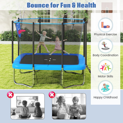 Rectangle Outdoor Trampoline 10 x 8 FT Heavy-Duty Trampoline-Blue