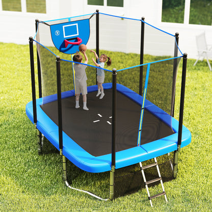 Rectangle Outdoor Trampoline 10 x 8 FT Heavy-Duty Trampoline-Blue