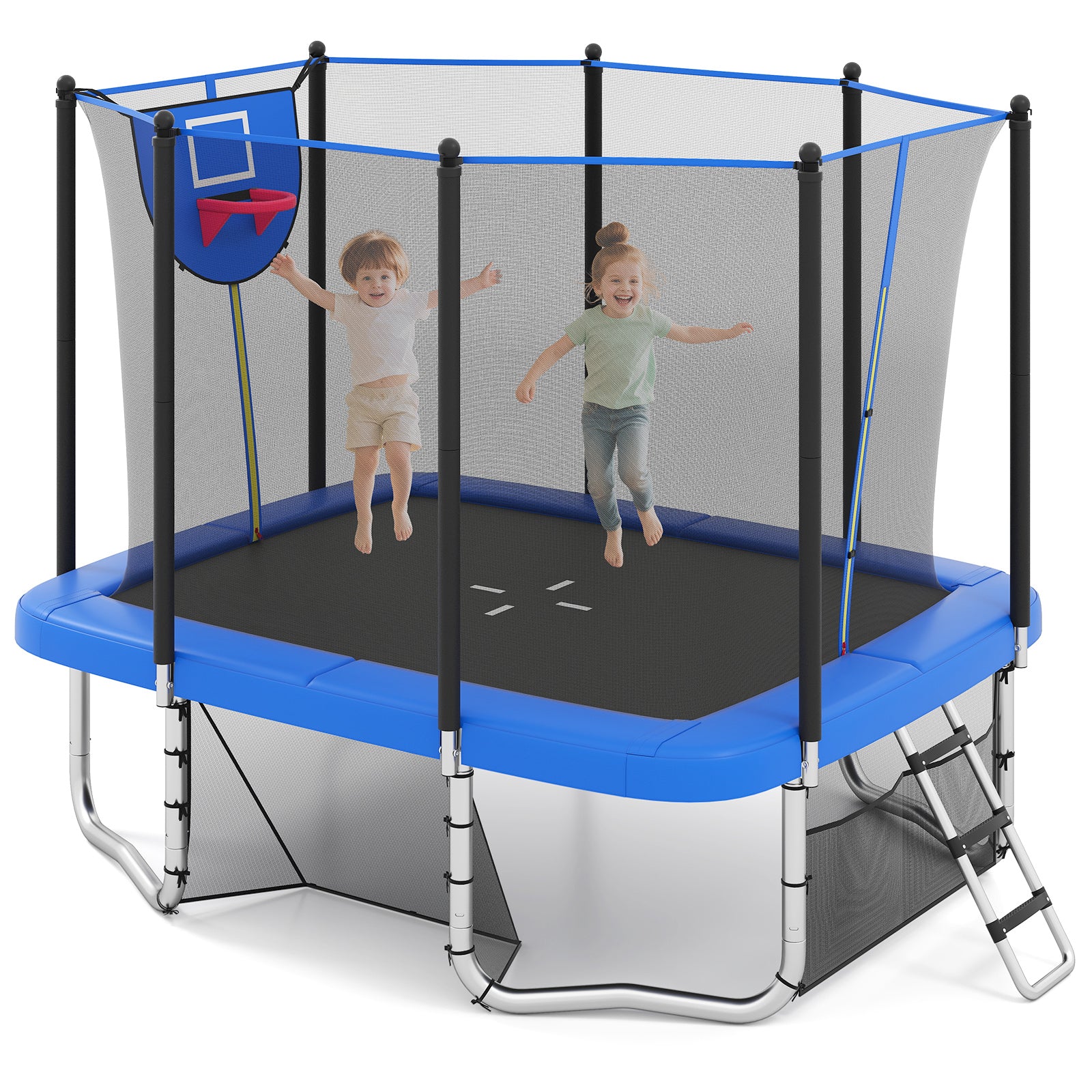 Rectangle Outdoor Trampoline 10 x 8 FT Heavy-Duty Trampoline-Blue
