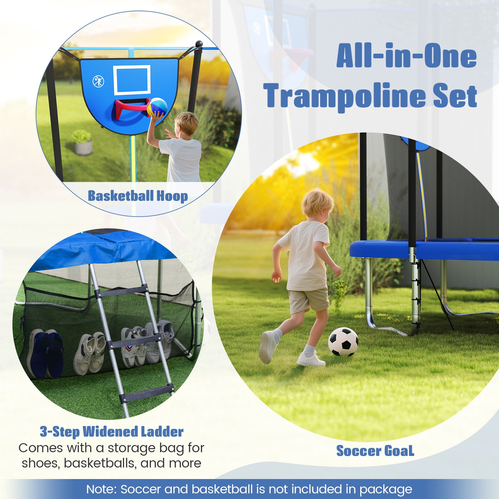 Rectangle Outdoor Trampoline 10 x 8 FT Heavy-Duty Trampoline-Blue