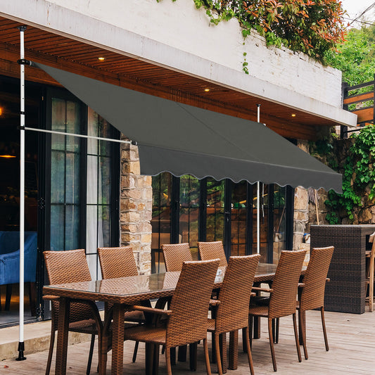Telescopic Awning Sun Shade with Manual Crank Handle for Window Balcony Garden-3M