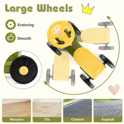 Ride on Push Car with Storage Compartment and Train Whistle Sound Button-Green