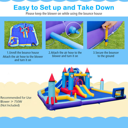 Rocket Theme Inflatable Water Slide Park Inflatable Castle without Blower