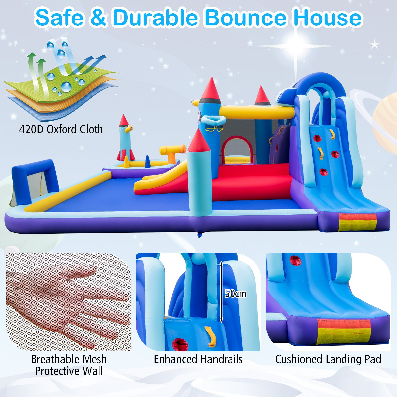 Rocket Theme Inflatable Water Slide Park Inflatable Castle without Blower