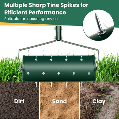 Heavy-Duty Rolling Aerator for Lawn Care Filled Sand Stone-Green-45 cm