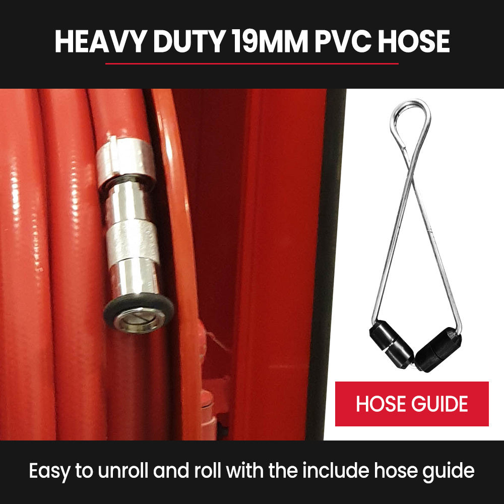 Heavy-Duty Fire Hose Reel 36m x 19mm with PVC Hose and Steel Reel