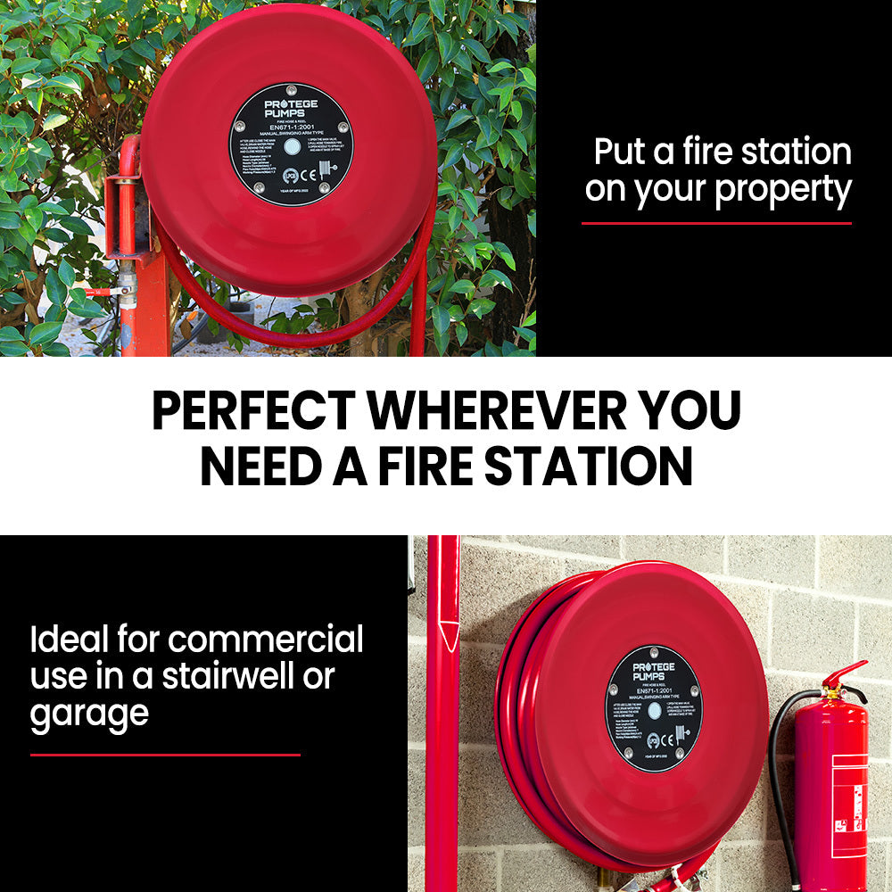 Heavy-Duty Fire Hose Reel 36m x 19mm with PVC Hose and Steel Reel
