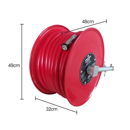 Heavy-Duty Fire Hose Reel 36m x 19mm with PVC Hose and Steel Reel