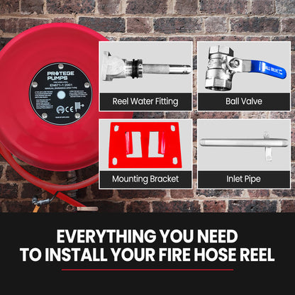Heavy-Duty Fire Hose Reel 36m x 19mm with PVC Hose and Steel Reel