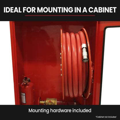 Heavy-Duty Fire Hose Reel 36m x 19mm with PVC Hose and Steel Reel