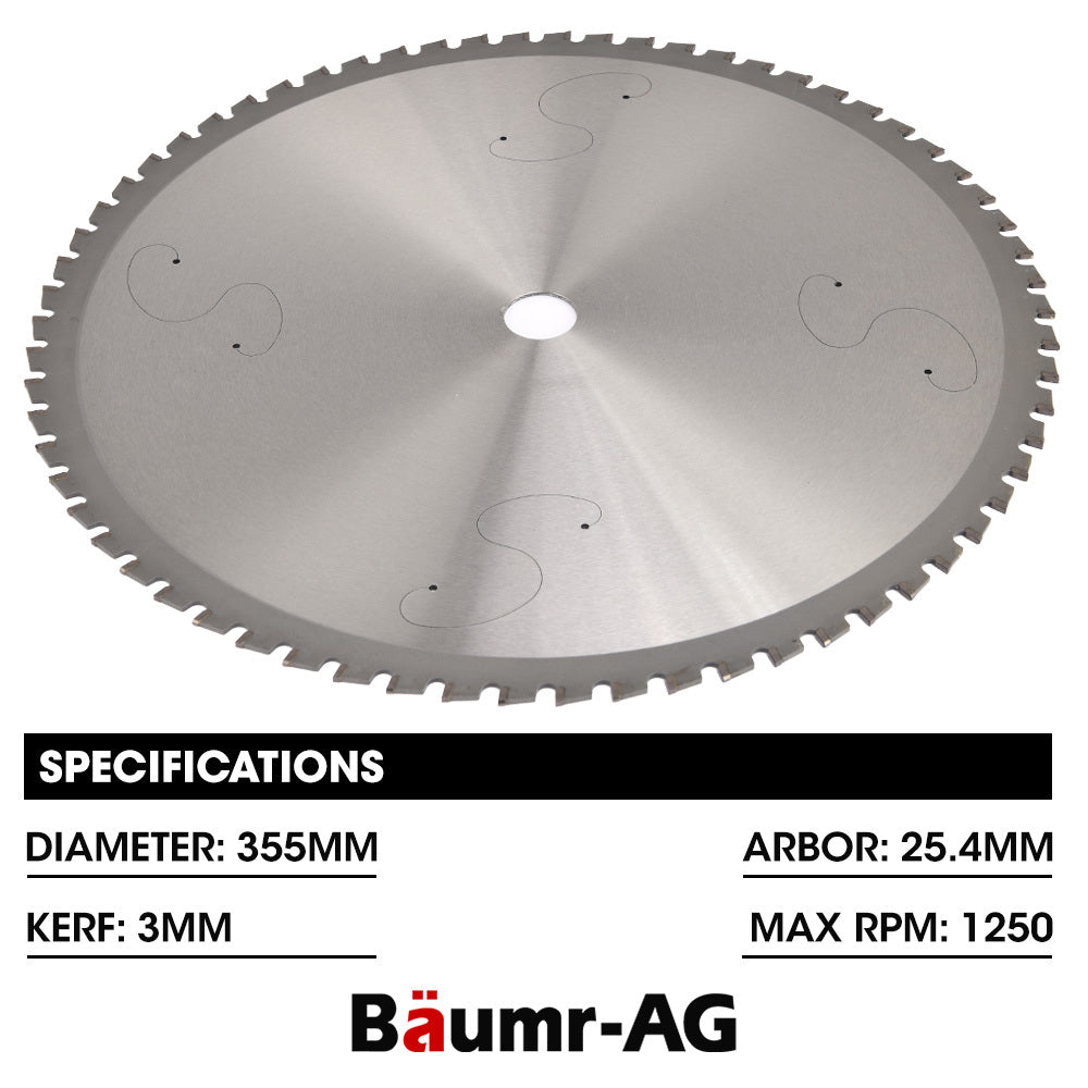 355mm Ceramic Alloy Blade for Metal Cut-Off Saws, Low Spark, Long Lasting
