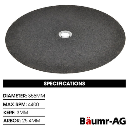 Set of 5 Heavy-Duty 0.355m Abrasive Blades for Metal Cut Off Saws