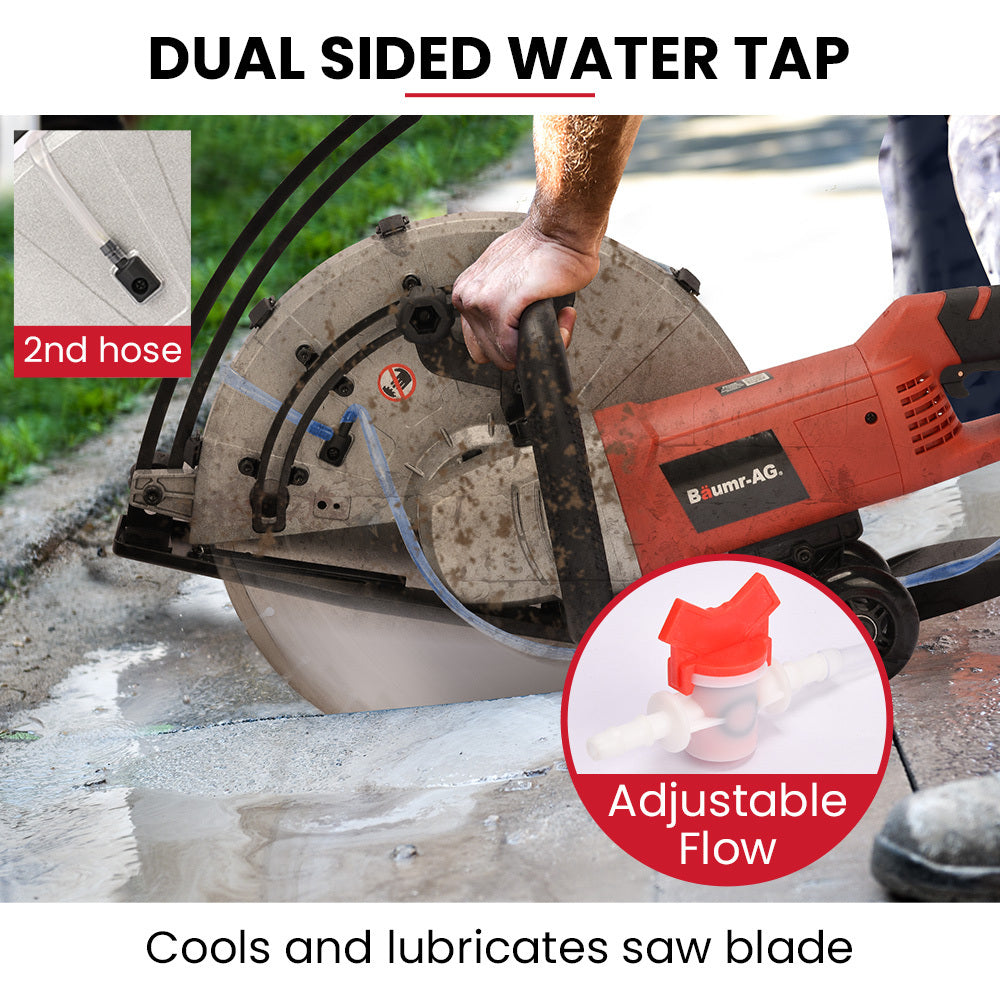 3500W 0.35m Electric Concrete Saw, Wet/Dry, Diamond Blade, Vac Port, 15A Plug