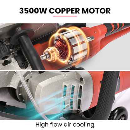3500W 0.35m Electric Concrete Saw, Wet/Dry, Diamond Blade, Vac Port, 15A Plug
