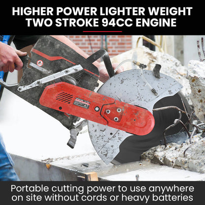 400mm Professional Concrete Saw, 94cc 2-Stroke, Wet/Dry Cutting, 0.4m Blade