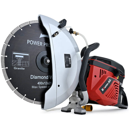 400mm Professional Concrete Saw, 94cc 2-Stroke, Wet/Dry Cutting, 0.4m Blade