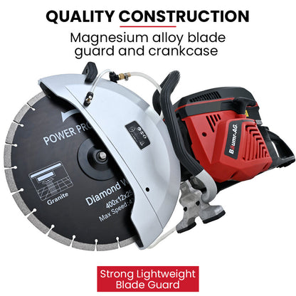 400mm Professional Concrete Saw, 94cc 2-Stroke, Wet/Dry Cutting, 0.4m Blade