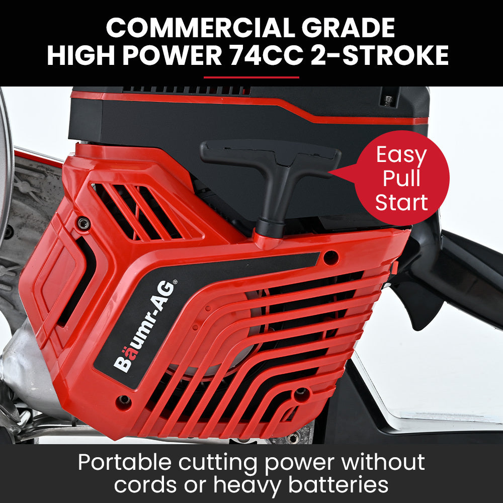 74cc 2-Stroke Concrete Saw with 0.35m Blade, Wet/Dry Cutting, Anti-Vibration
