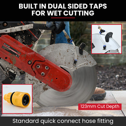 74cc 2-Stroke Concrete Saw with 0.35m Blade, Wet/Dry Cutting, Anti-Vibration