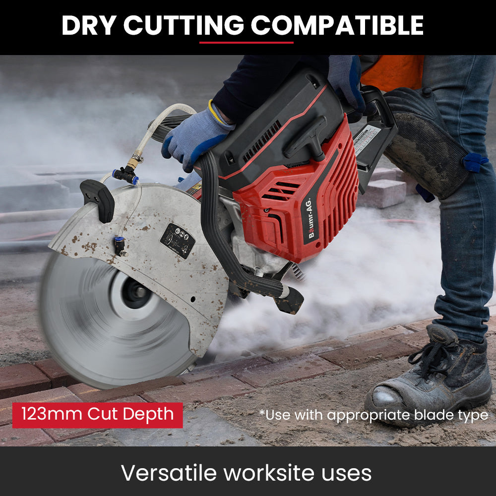 74cc 2-Stroke Concrete Saw with 0.35m Blade, Wet/Dry Cutting, Anti-Vibration