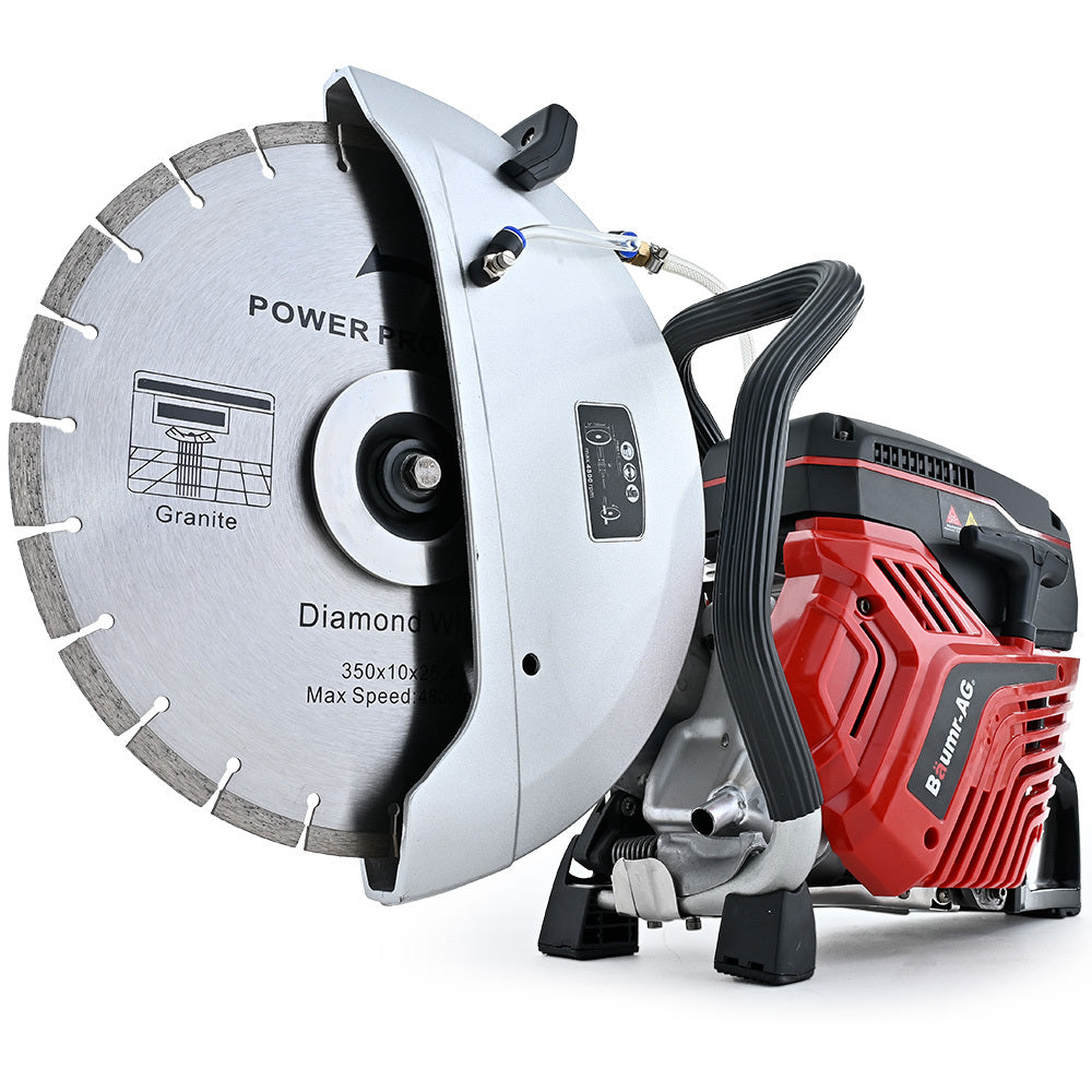 74cc 2-Stroke Concrete Saw with 0.35m Blade, Wet/Dry Cutting, Anti-Vibration