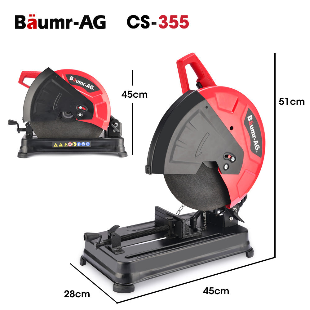2400W Metal Cut Off Saw, 0.36m Blade, Soft Start, 45° Mitre, 15kg Portable