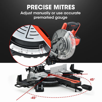 210mm Sliding Compound Mitre Saw with Laser Guide & 1.5kW Motor