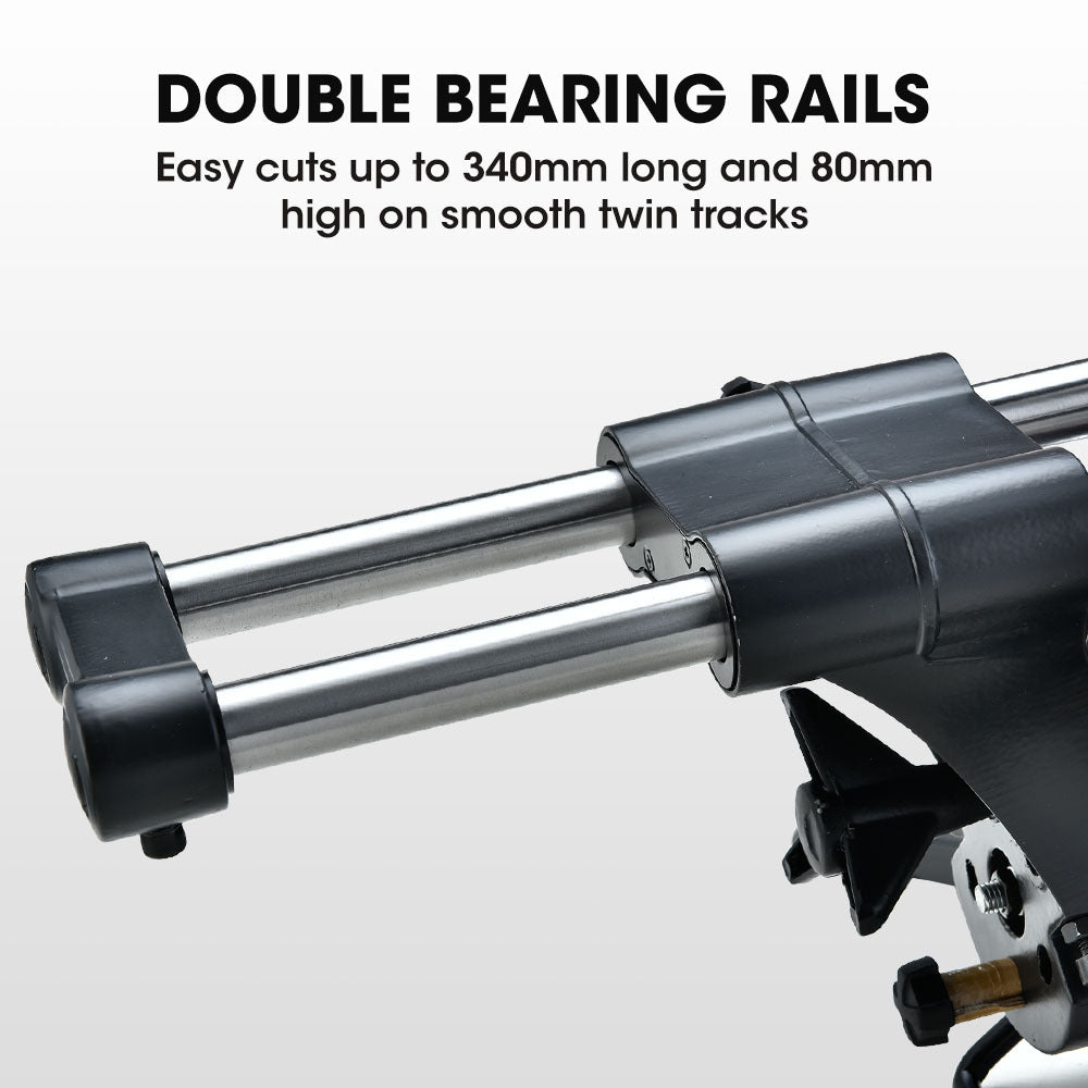 254mm Dual Bevel Sliding Compound Mitre Saw with Laser Guide and 2000W Motor