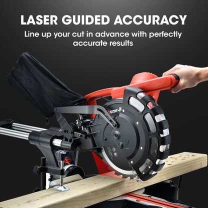 254mm Dual Bevel Sliding Compound Mitre Saw with Laser Guide and 2000W Motor