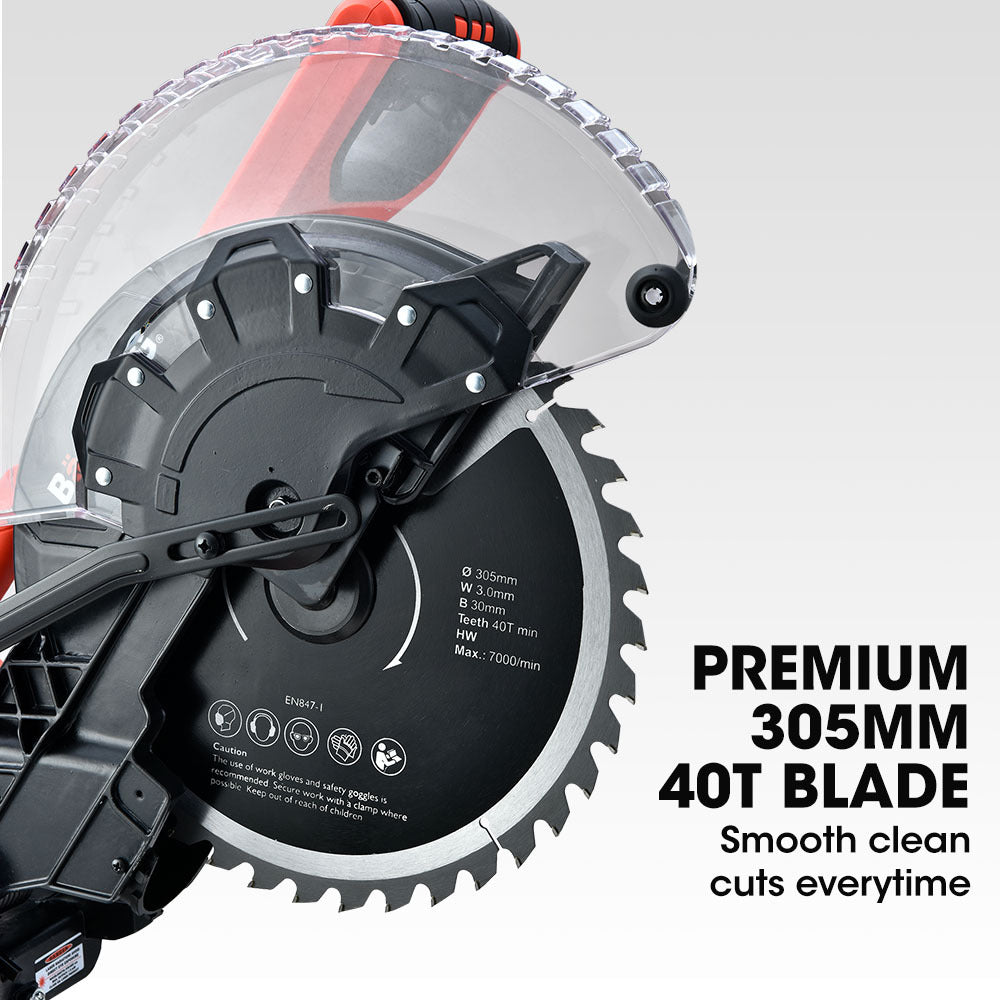 305mm Dual Bevel Sliding Mitre Saw with Laser Guide and 2200W Motor