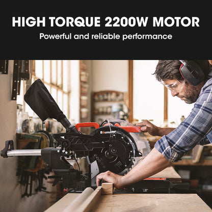 305mm Dual Bevel Sliding Mitre Saw with Laser Guide and 2200W Motor