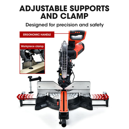 305mm Dual Bevel Sliding Mitre Saw with Laser Guide and 2200W Motor