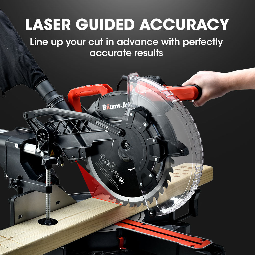 305mm Dual Bevel Sliding Mitre Saw with Laser Guide and 2200W Motor