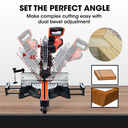 305mm Dual Bevel Sliding Mitre Saw with Laser Guide and 2200W Motor