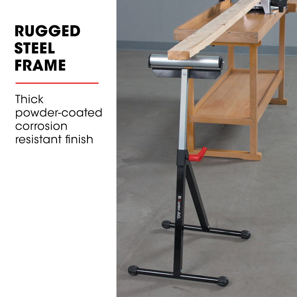 Adjustable Roller Support Stand, 0.6m to 1.08m Height, 60kg Capacity, Folding